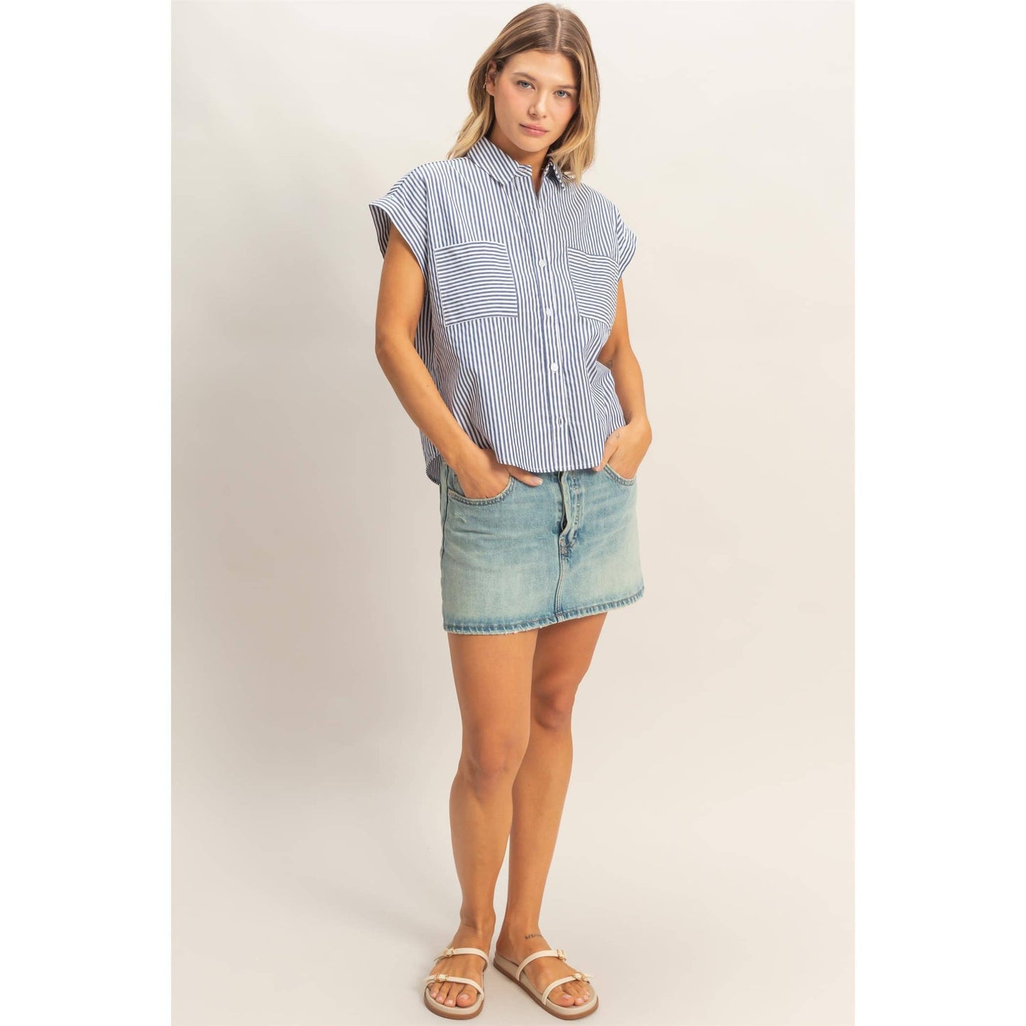 Button-Up Striped Shirt