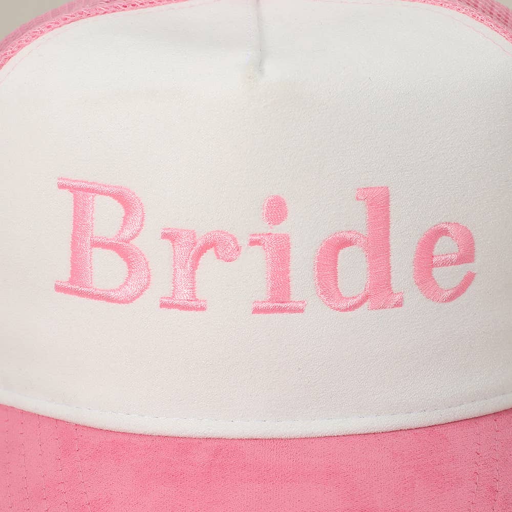 BRIDE Message Embroidered Mesh Back Suede Trucker Cap