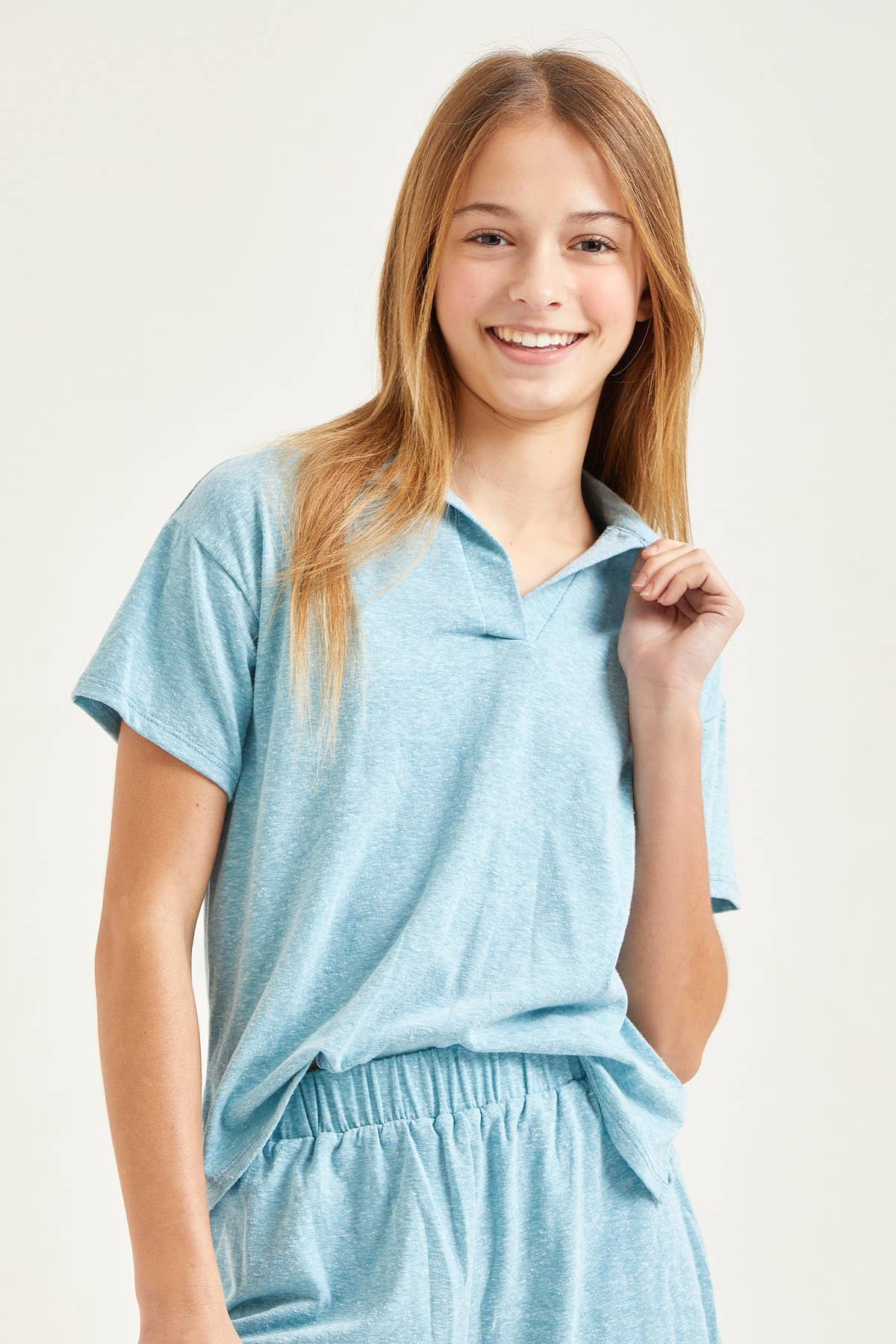 Collared Top and Shorts Matching Set