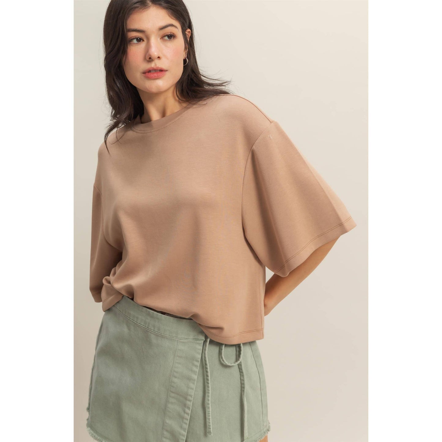 Double Knit Drop Shoulder Everyday Basic Top