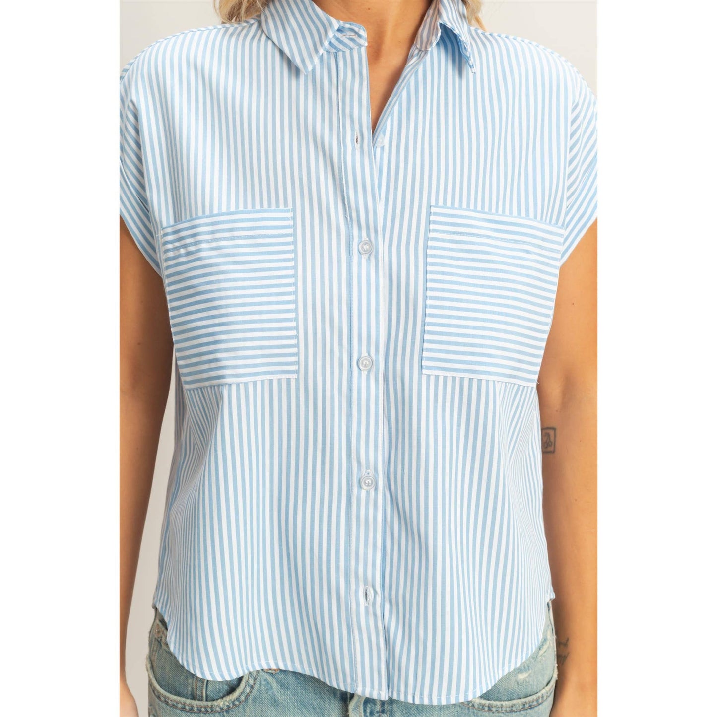 Button-Up Striped Shirt