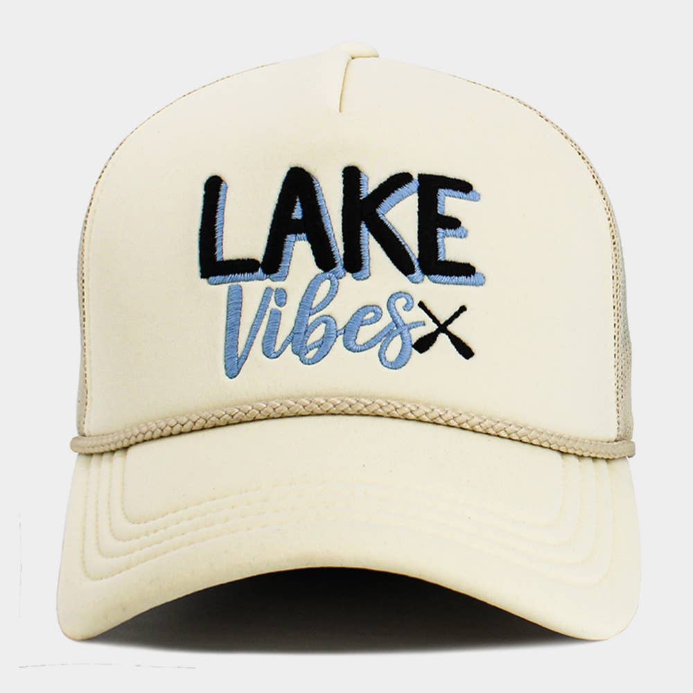 LAKE LIFE Message Embroidered Mesh Back Trucker Hat