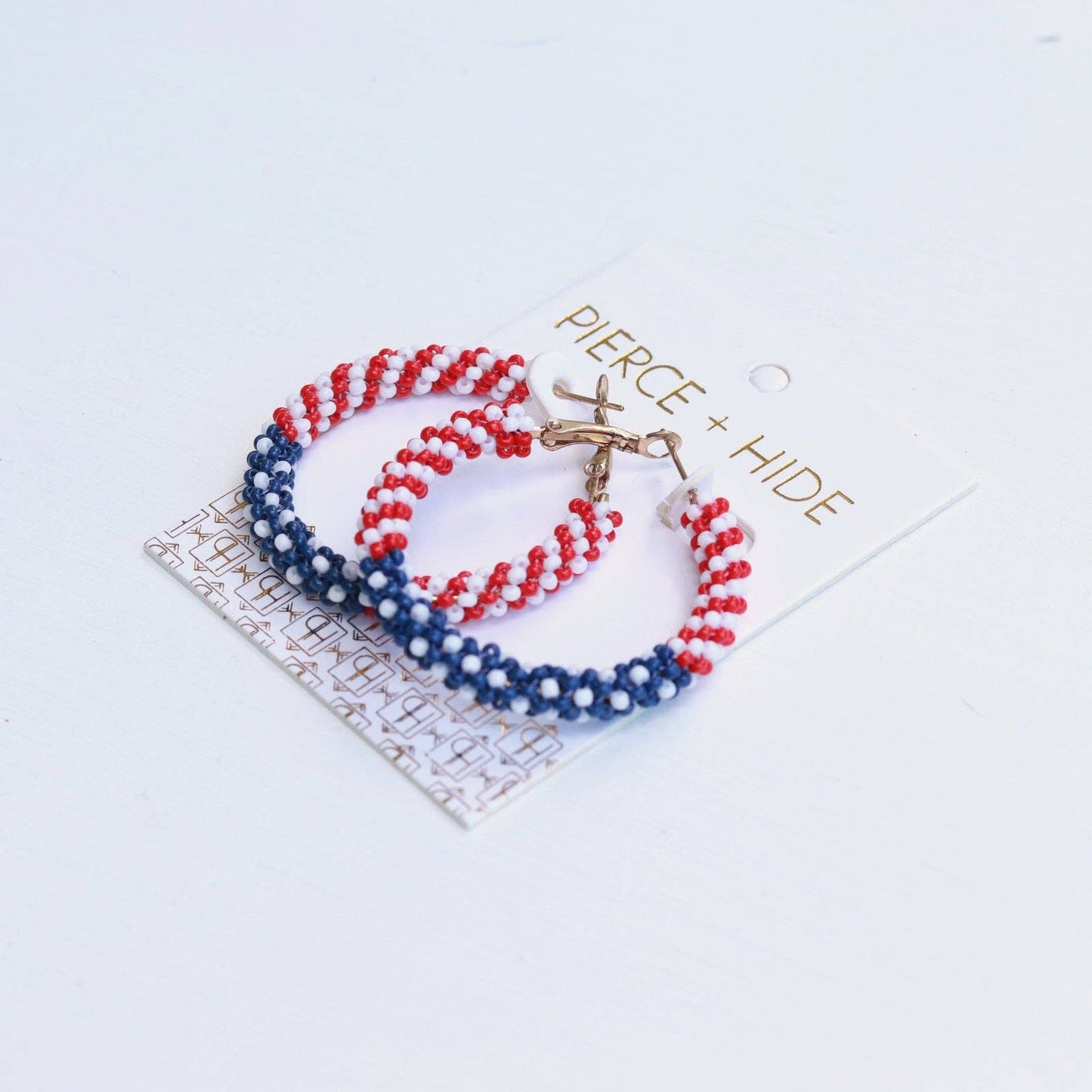 Custom Patriotic Beaded Hoop Earring| 4th of July Earrings