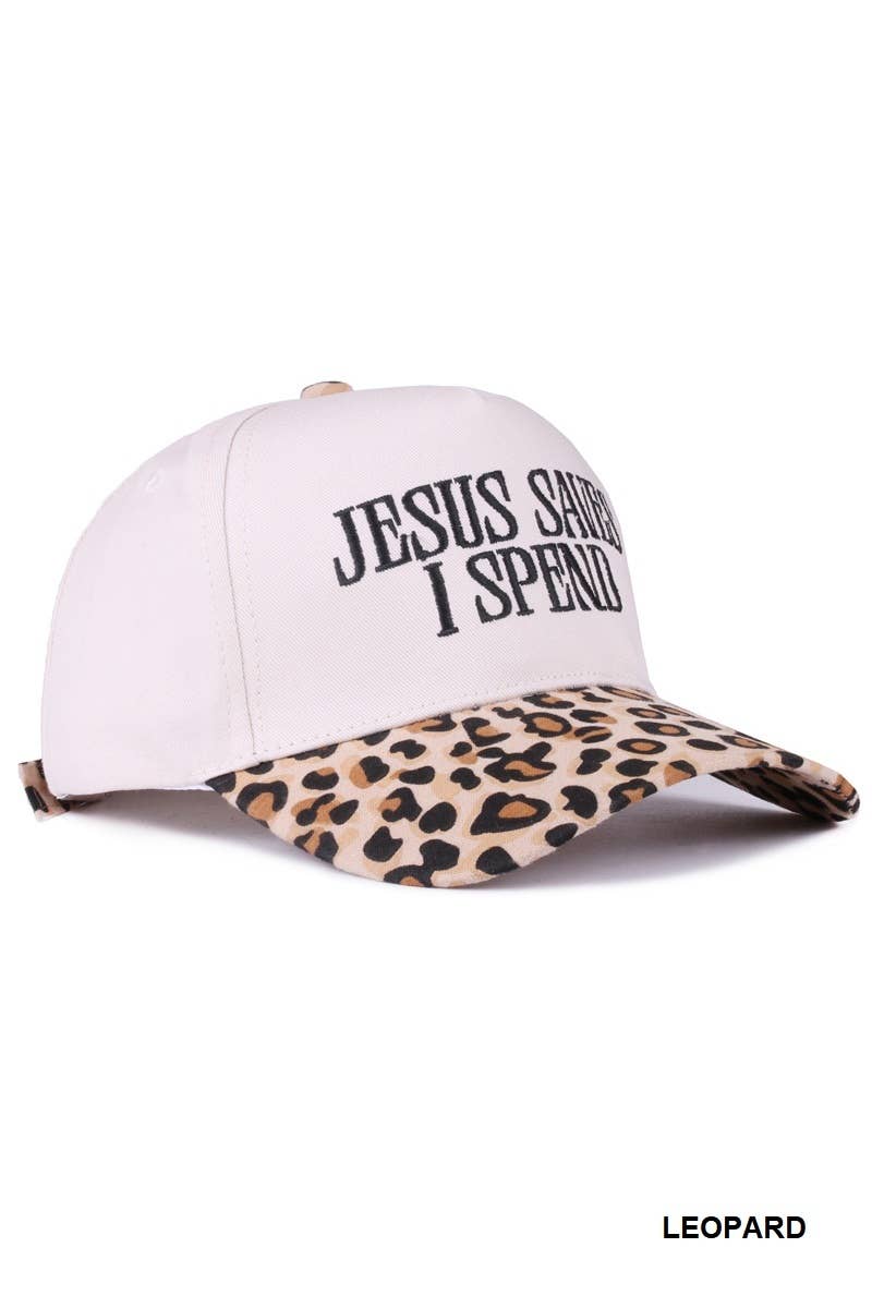 Jesus Saves I Spend Two Tone Canvas Cotton Cap