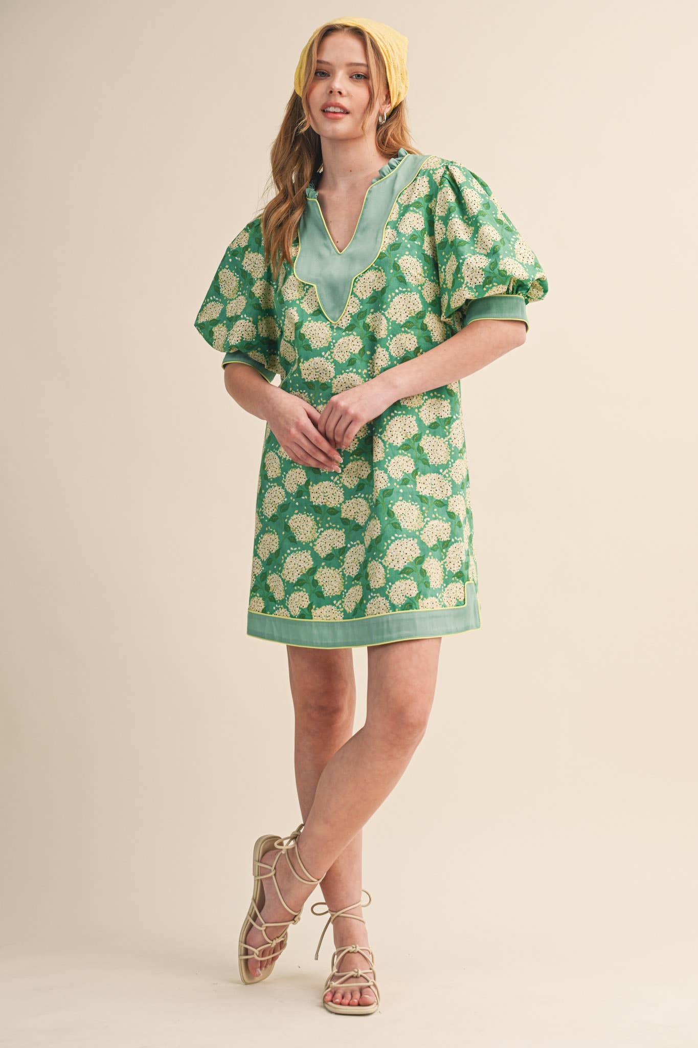 FLORAL PRINT PUFF SLEEVE A-LINE MINI DRESS MDR4855