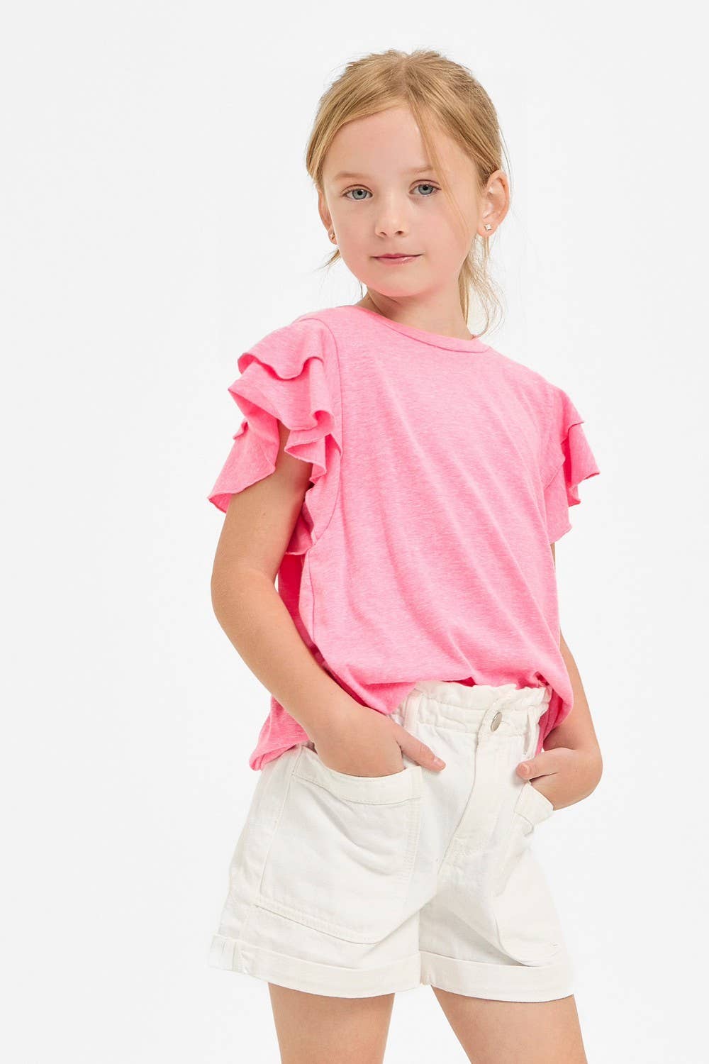 Tiered Flutter Sleeves Knit Top