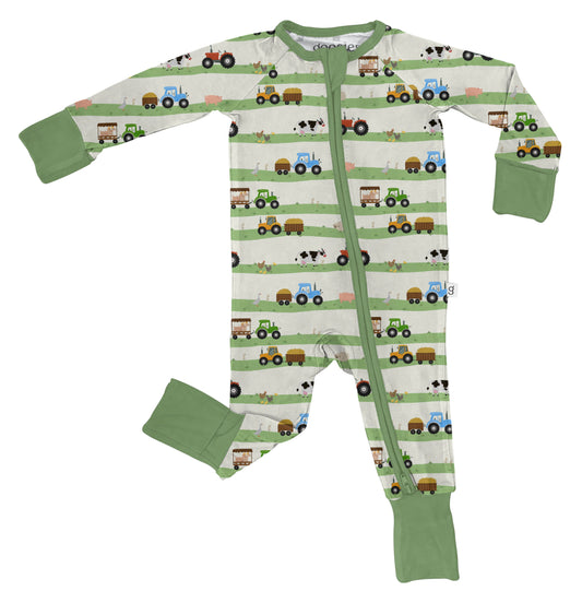 Farm Stripes - Zip Convertible Pajamas