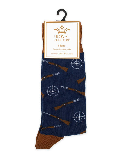 Men's Hunting Socks   Navy/Brown   One Size