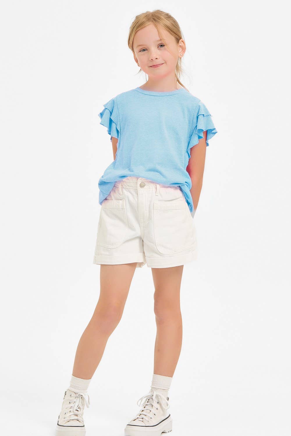 Tiered Flutter Sleeves Knit Top