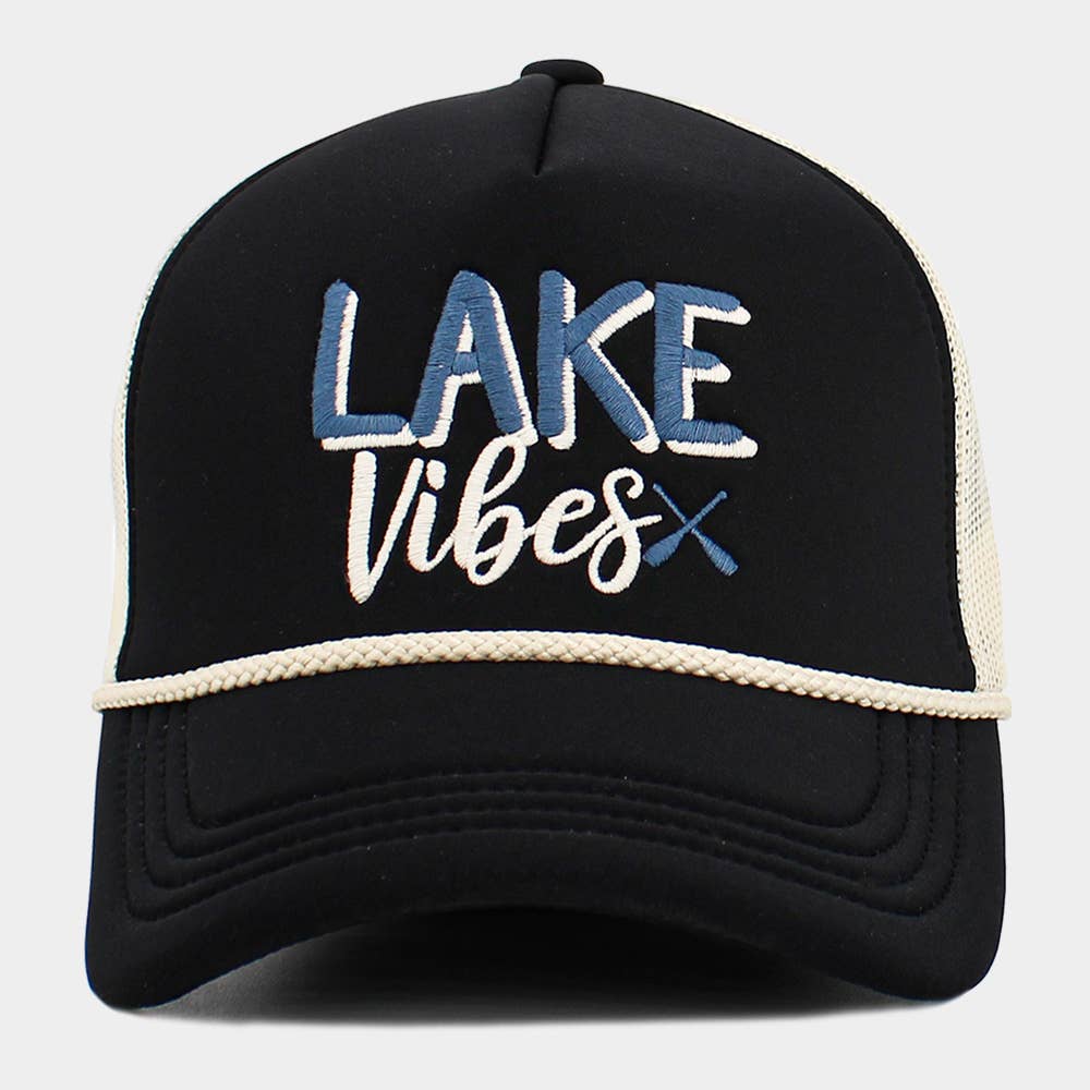 LAKE LIFE Message Embroidered Mesh Back Trucker Hat