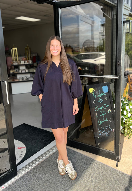 Jodifl Dresses Navy Luxe Knit w/Cuff