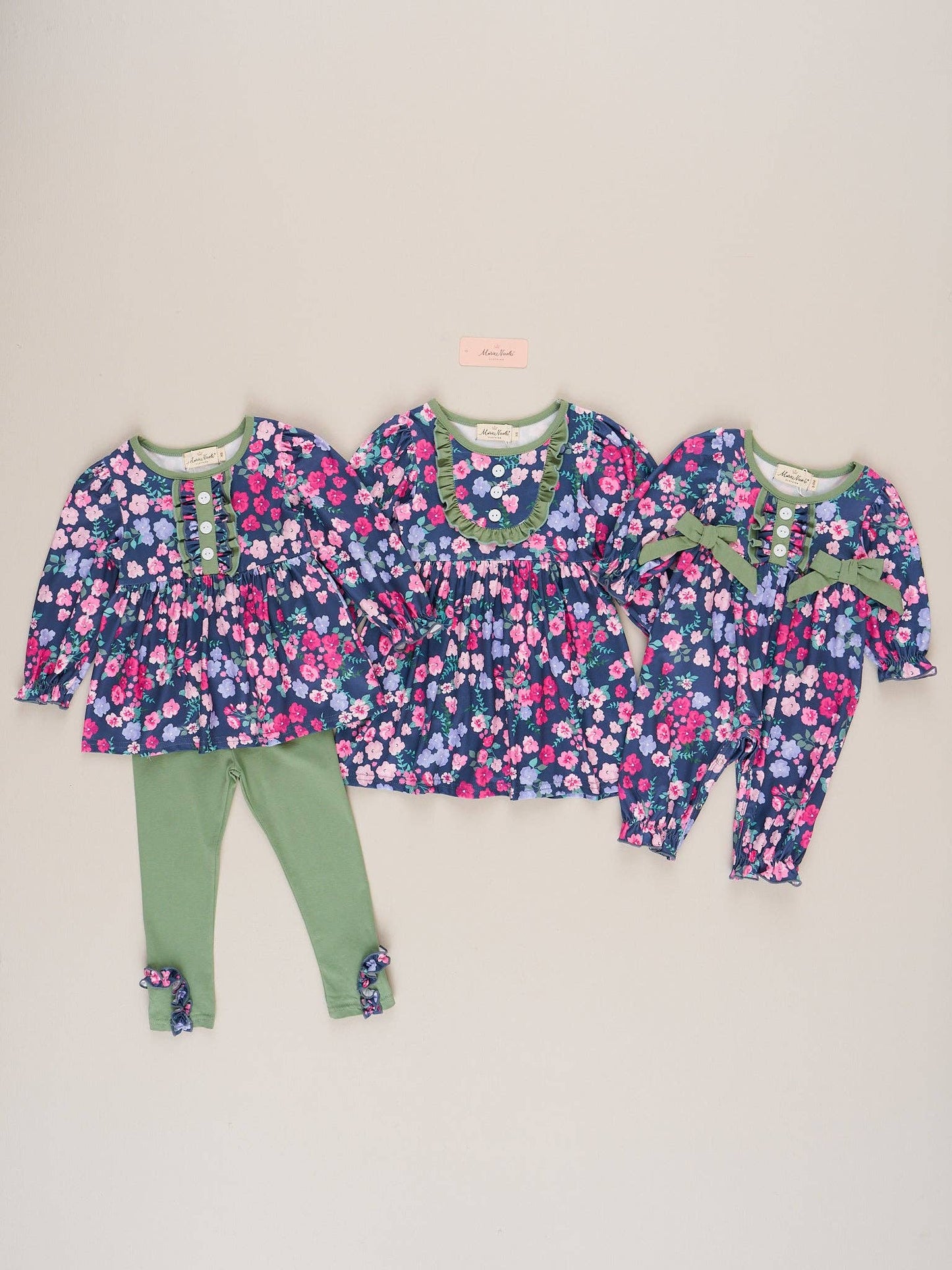 Blue & Green Floral Ruffle Dress