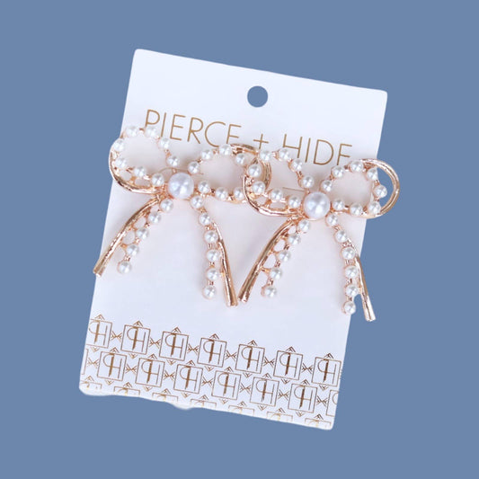 Pearl + Gold Statement Bow Earring| Easter Earring