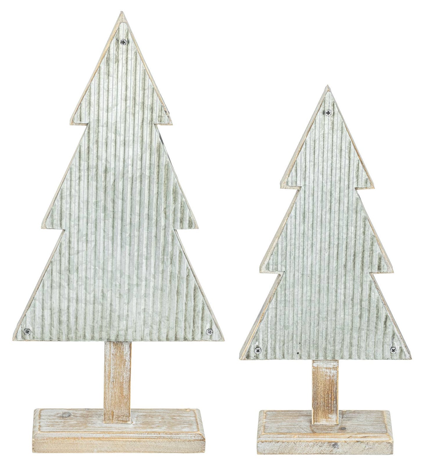 TIN XMAS TREE TABLETOP SET OF 2