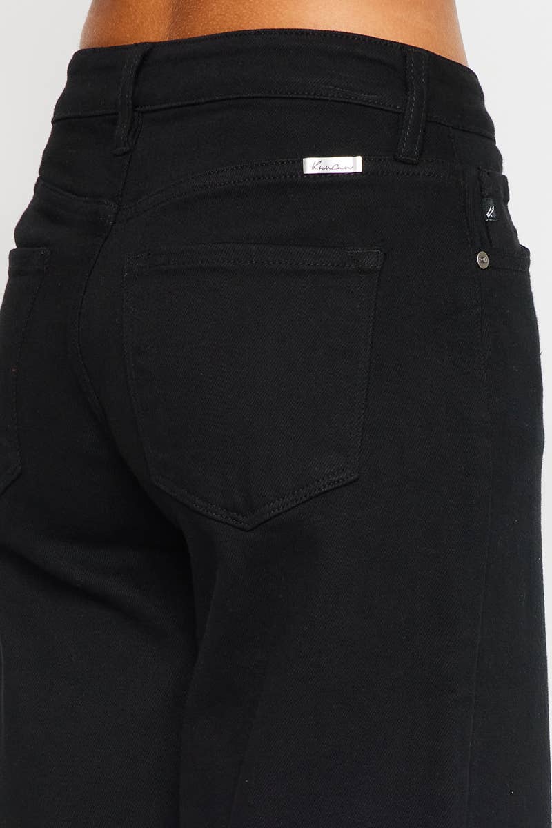 OPEN PACK HIGH RISE CROP WIDE LEG JEANS-KC7457BK