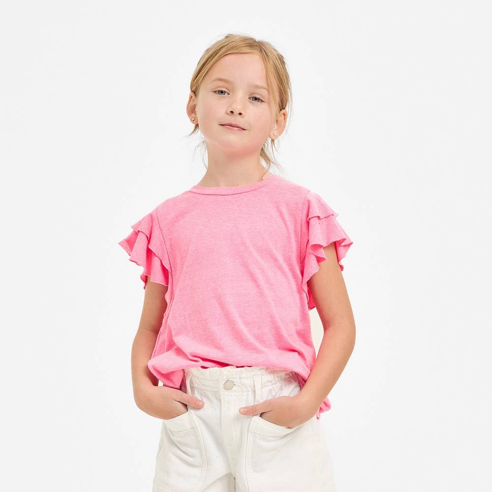 Tiered Flutter Sleeves Knit Top