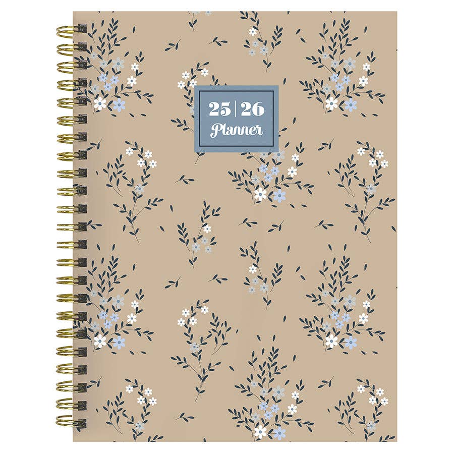 Rustic Floral Medium Weekly Monthly Planner 2025-2026