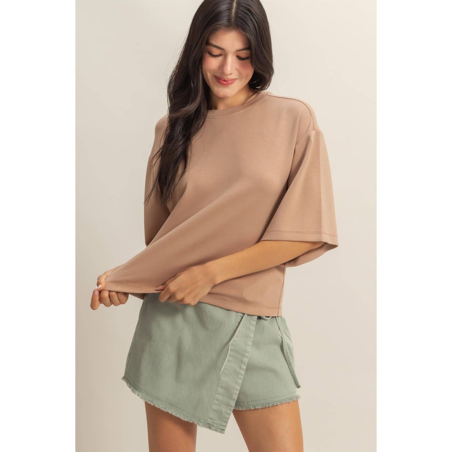 Double Knit Drop Shoulder Everyday Basic Top