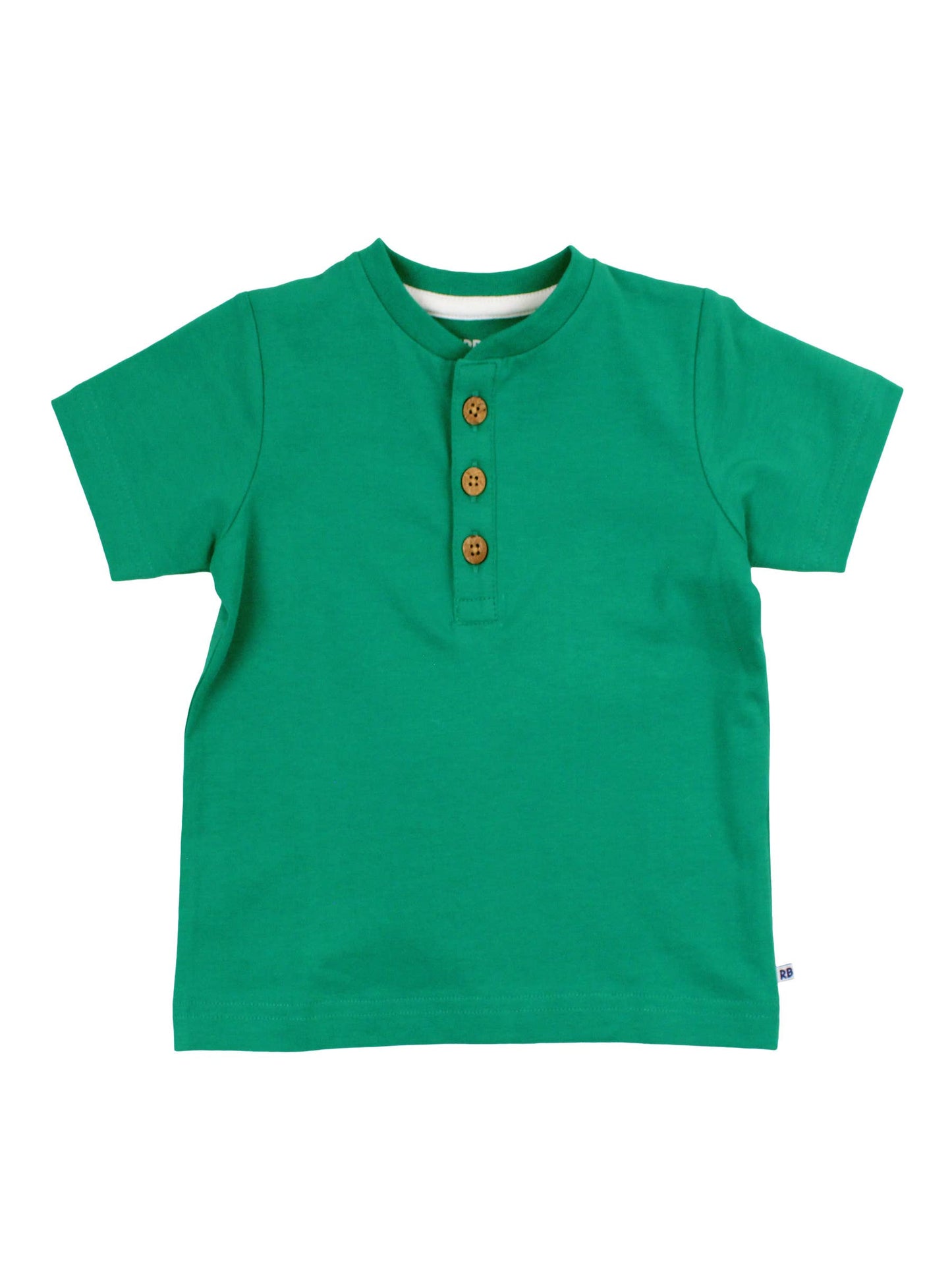 Boys Green Short Sleeve Henley Tee