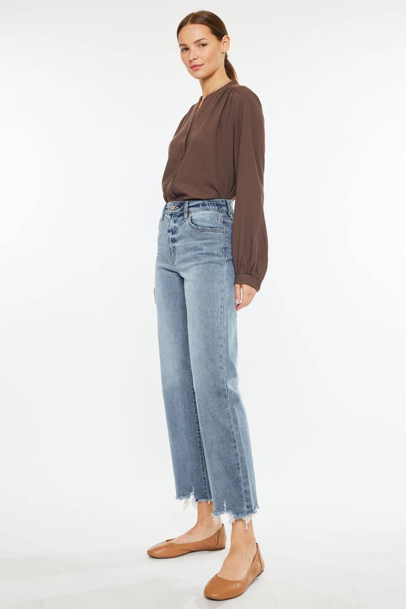 OPEN PACK HIGH RISE SLIM WIDE LEG JEANS-KC2565L