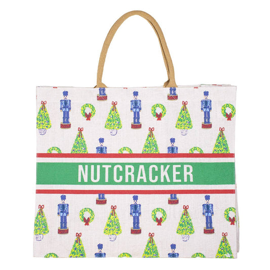 Grand Nutcracker Tree Carryall Tote    White/Green/Red   19x22x8