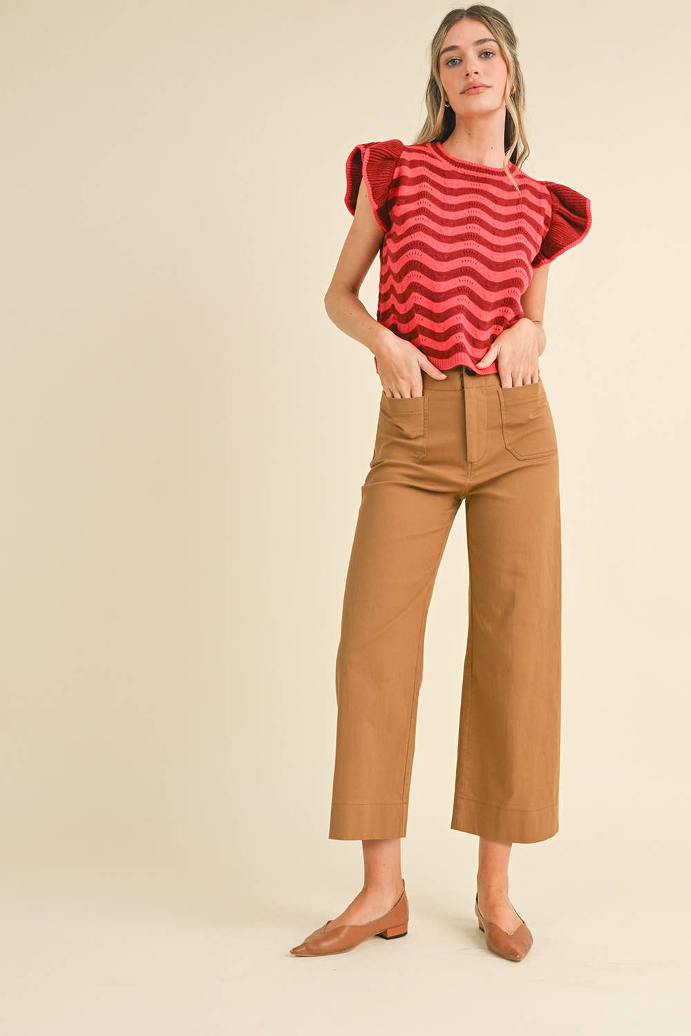 HIGH WAIST CROPPED WIDE LEG PANTS MP3303