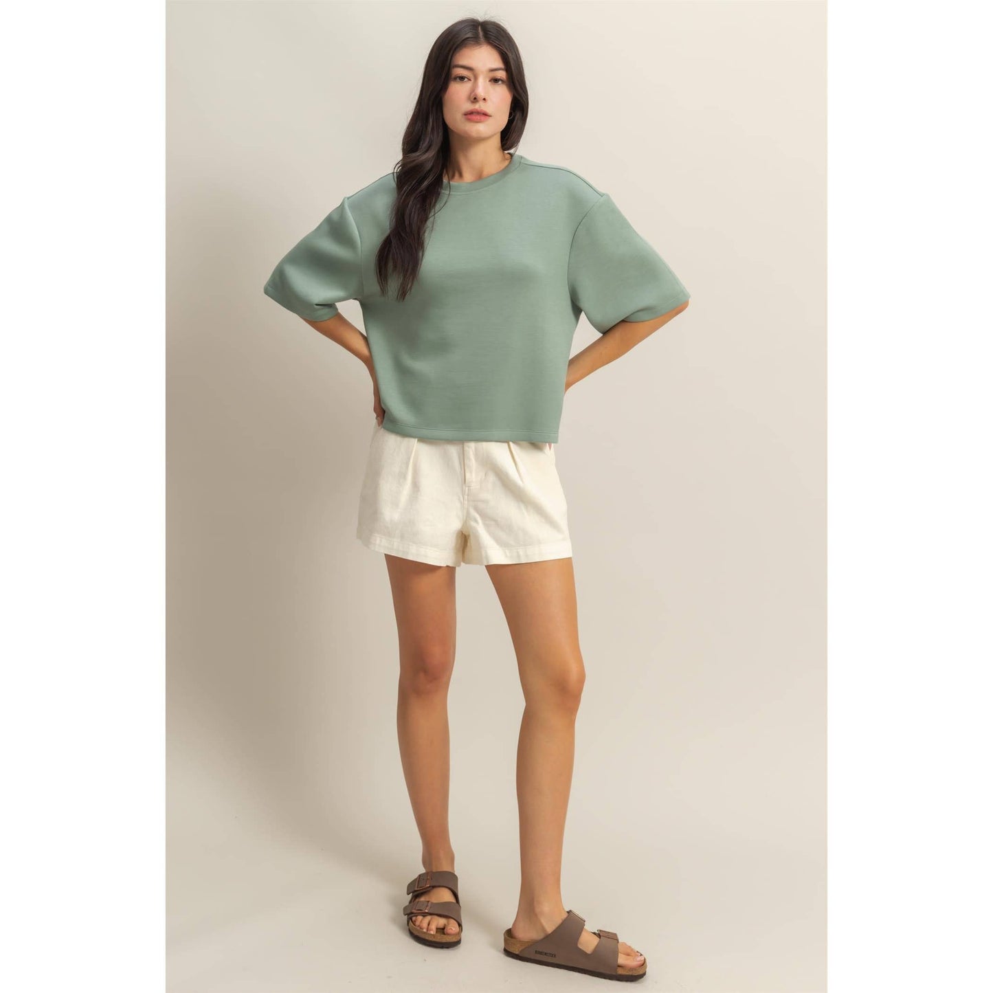 Double Knit Drop Shoulder Everyday Basic Top