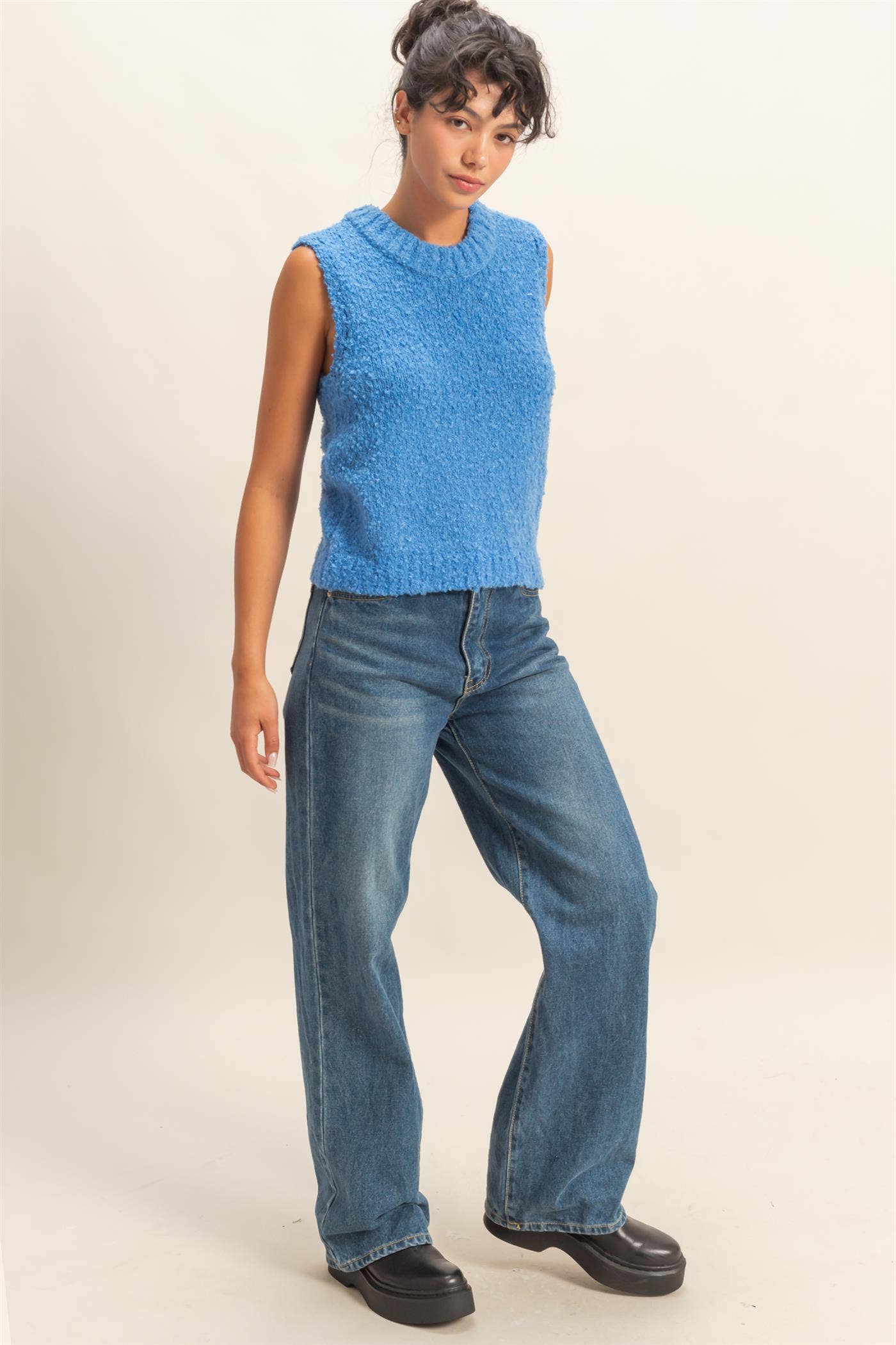 Crew Neck Sleeveless Sweater