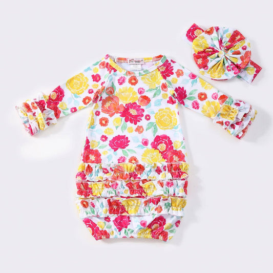 Electric Blooms Baby Gown