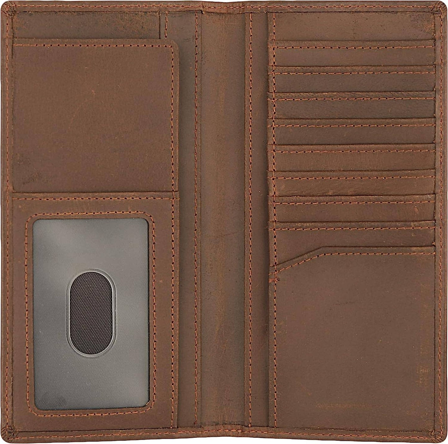 Genuine Leather Bifold Wallet Long Wallets for Men Women