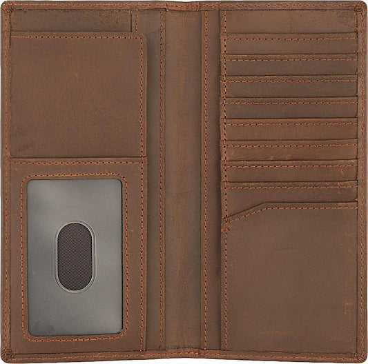 Genuine Leather Bifold Wallet Long Wallets for Men Women