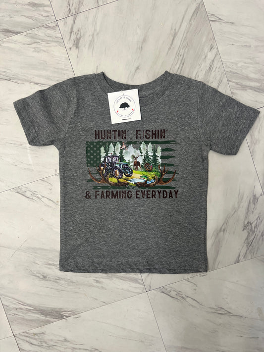 Hunting Fishing Farming Toddler shirt