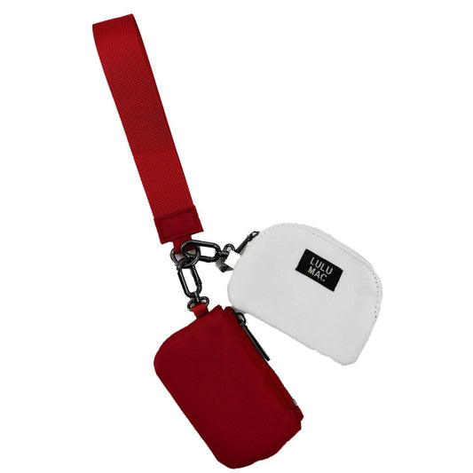 DP-8162 Maroon/White Lulu Mac Double Pouch Wristlets