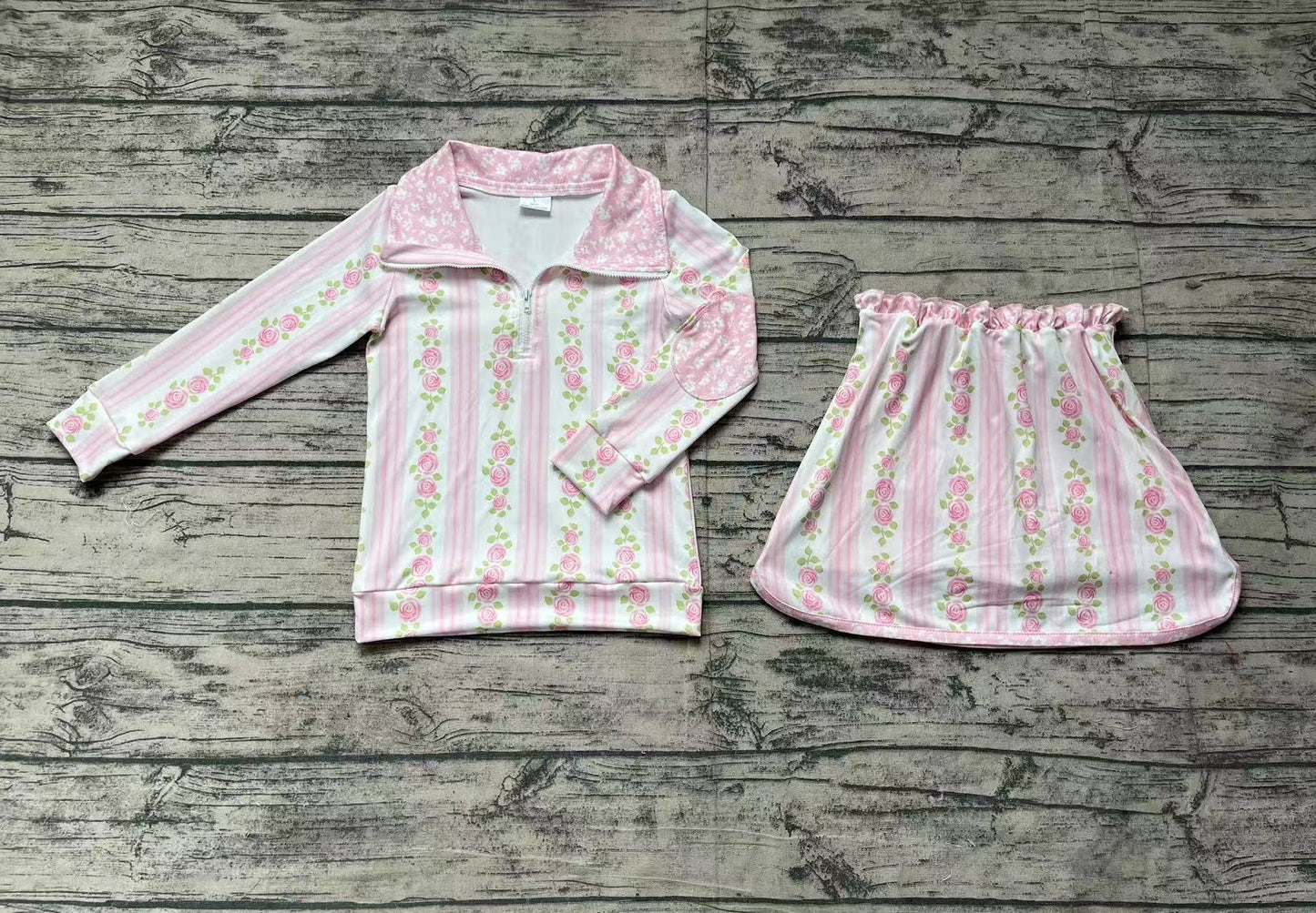Baby Girls Pink Flowers Zip Top Skirt Skort Bottoms Sets