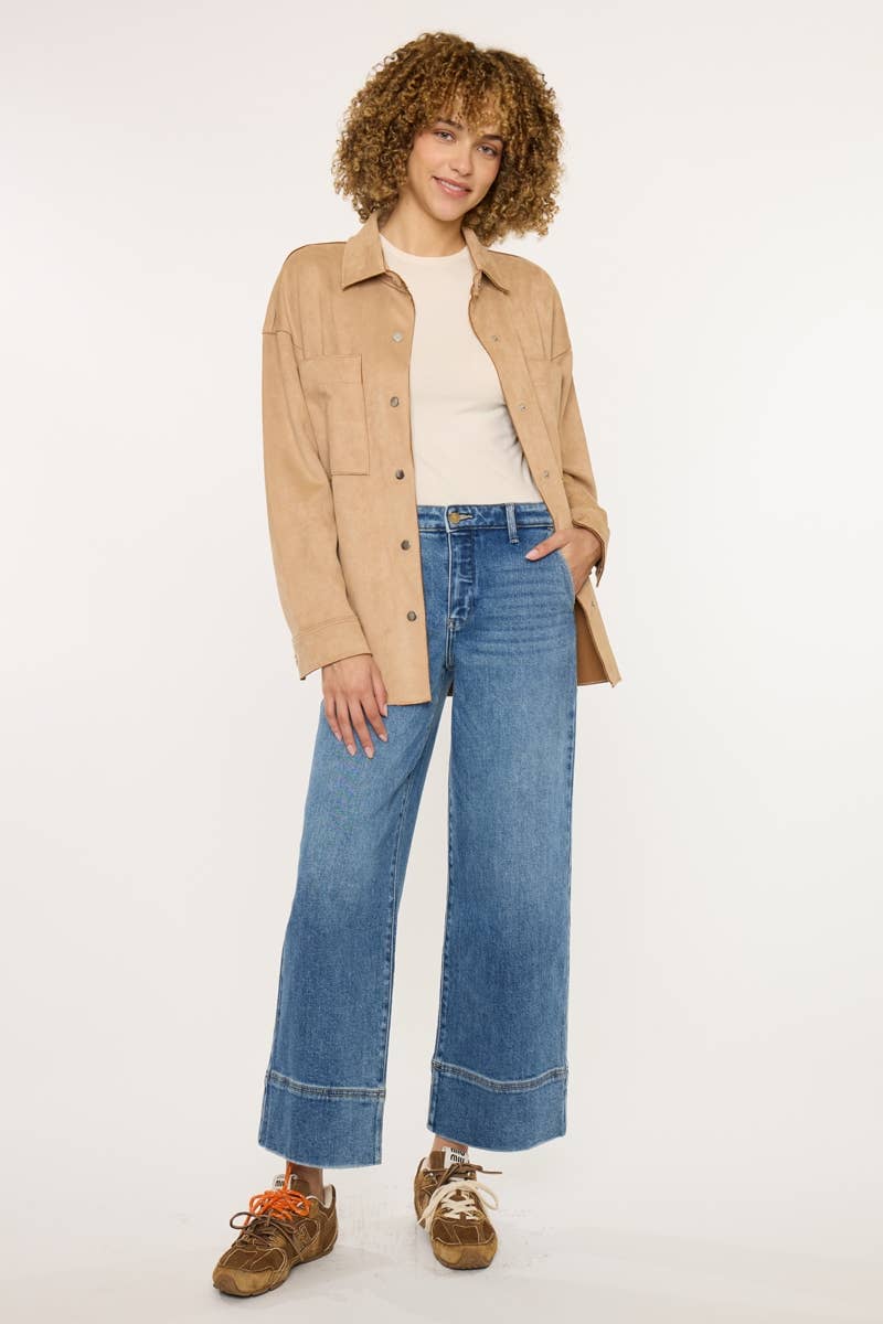 OPEN PACK HIGH RISE CROPPED WIDE LEG JEANS-KC9400D