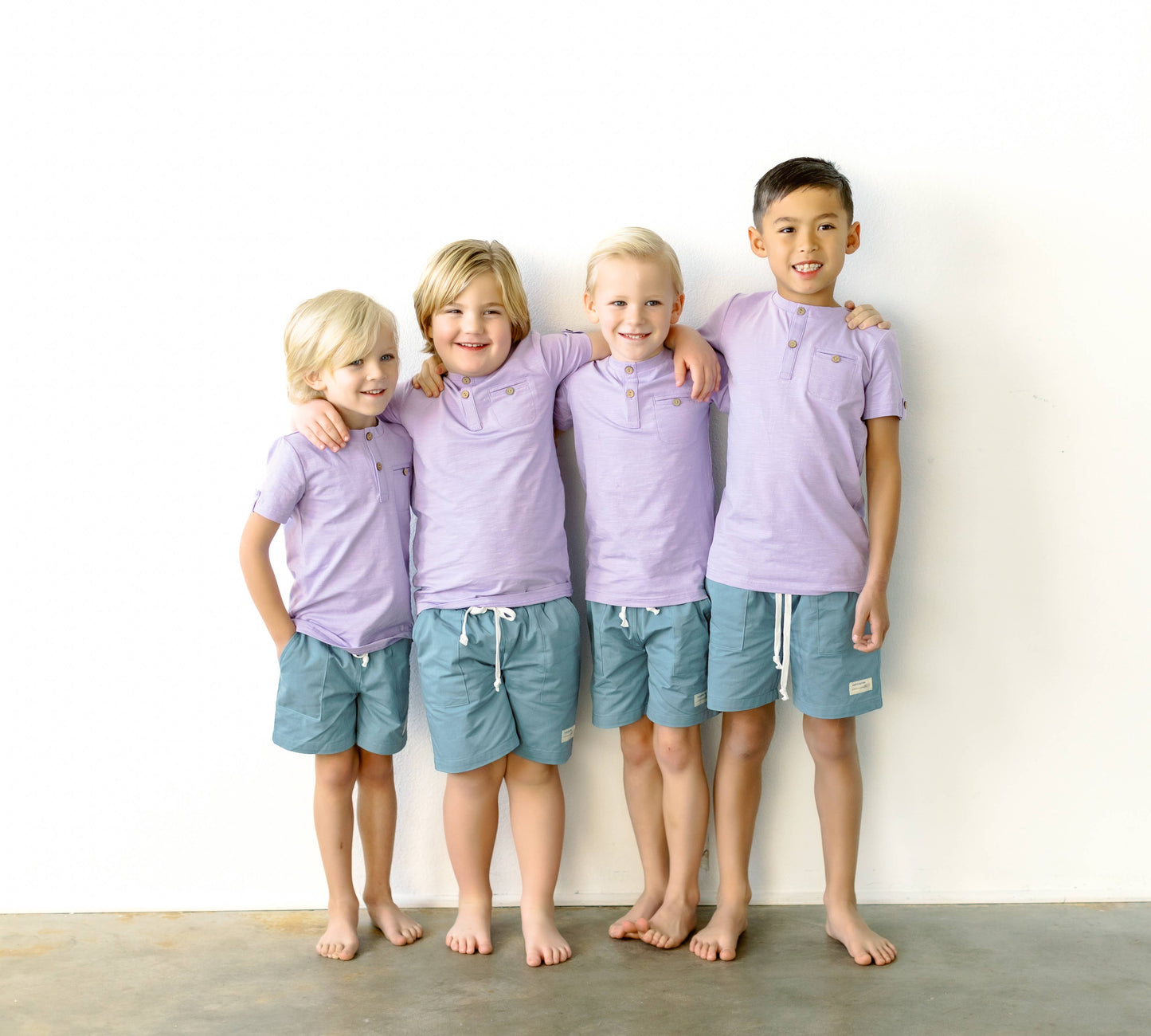 Boys Teal Shorts with pockets, functional drawstring