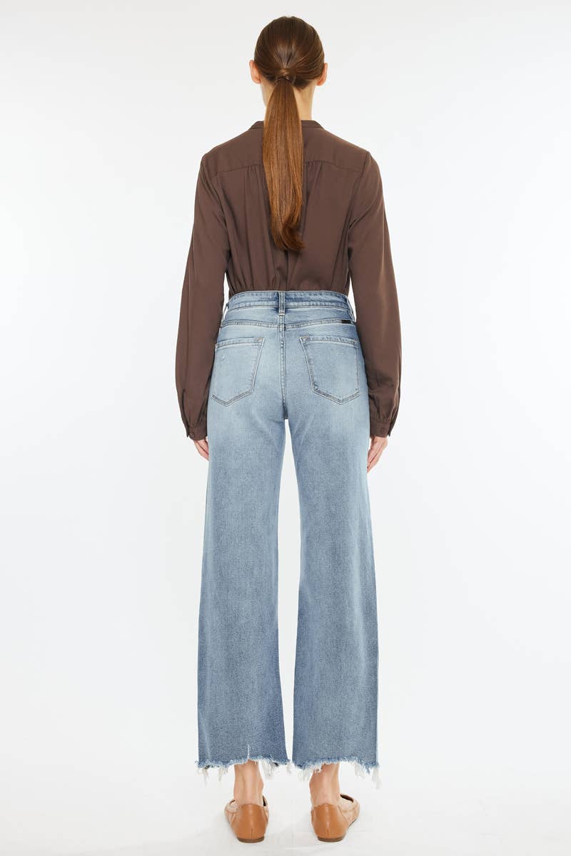 OPEN PACK HIGH RISE SLIM WIDE LEG JEANS-KC2565L