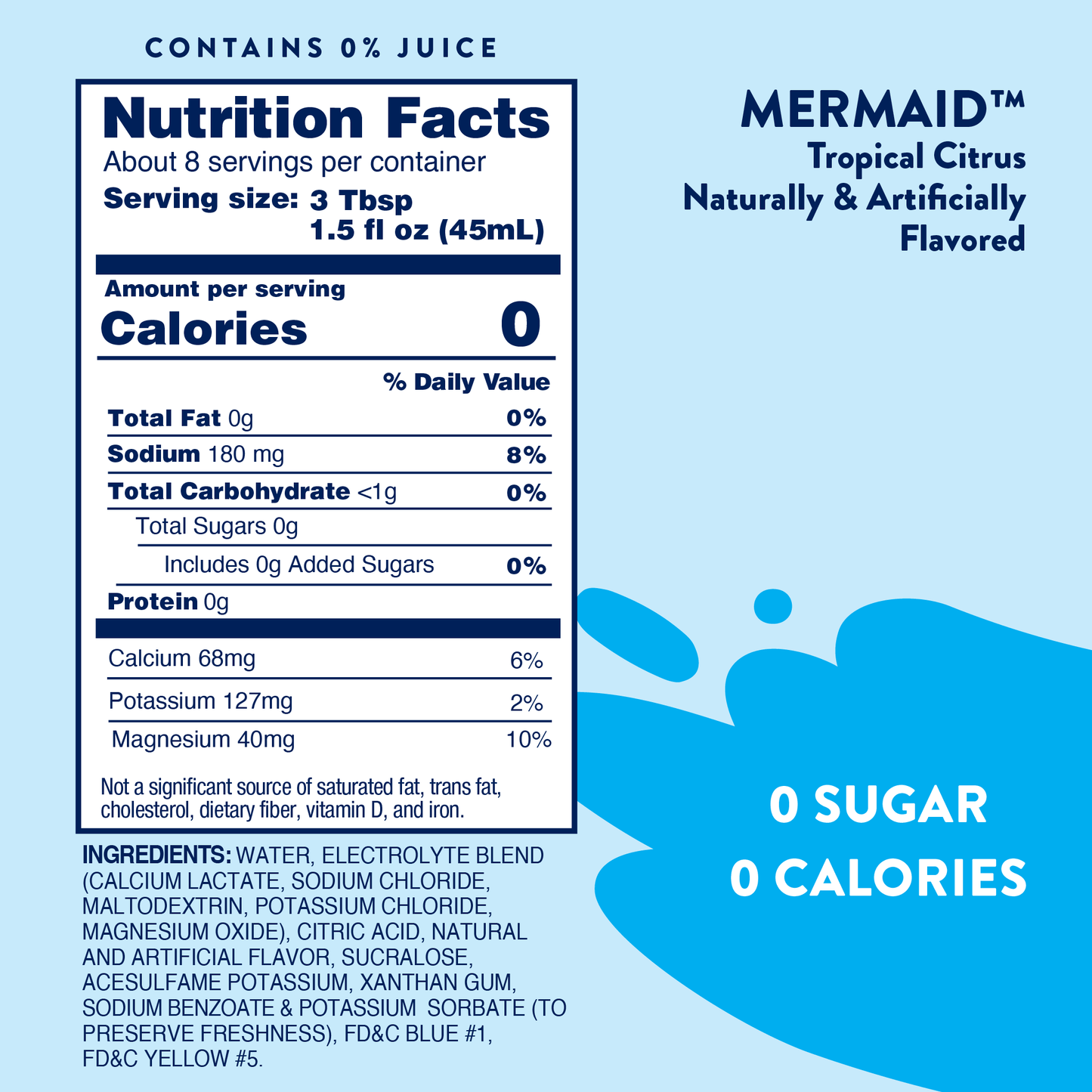Sugar Free Mermaid Hydration Syrup with Electrolytes 375 ml