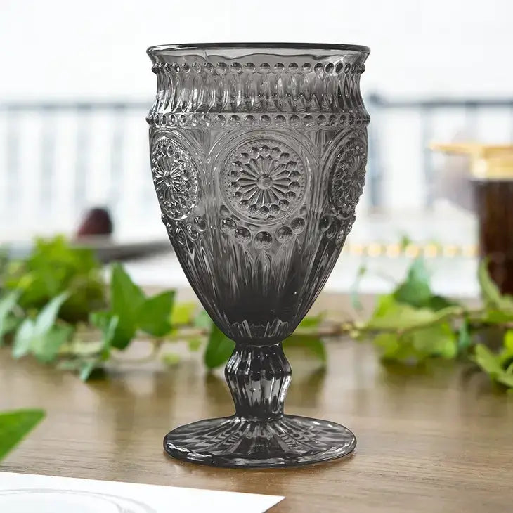 Vintage Style Pressed Glass Wine Goblet
