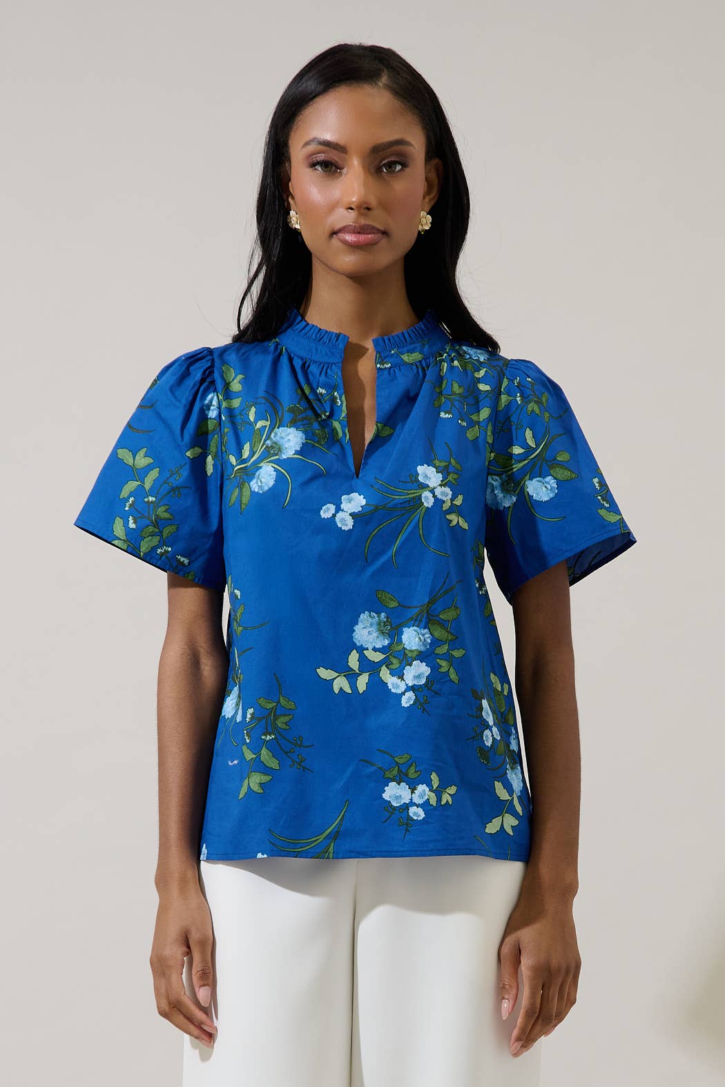 Sendra Floral Reva Split Neck Top