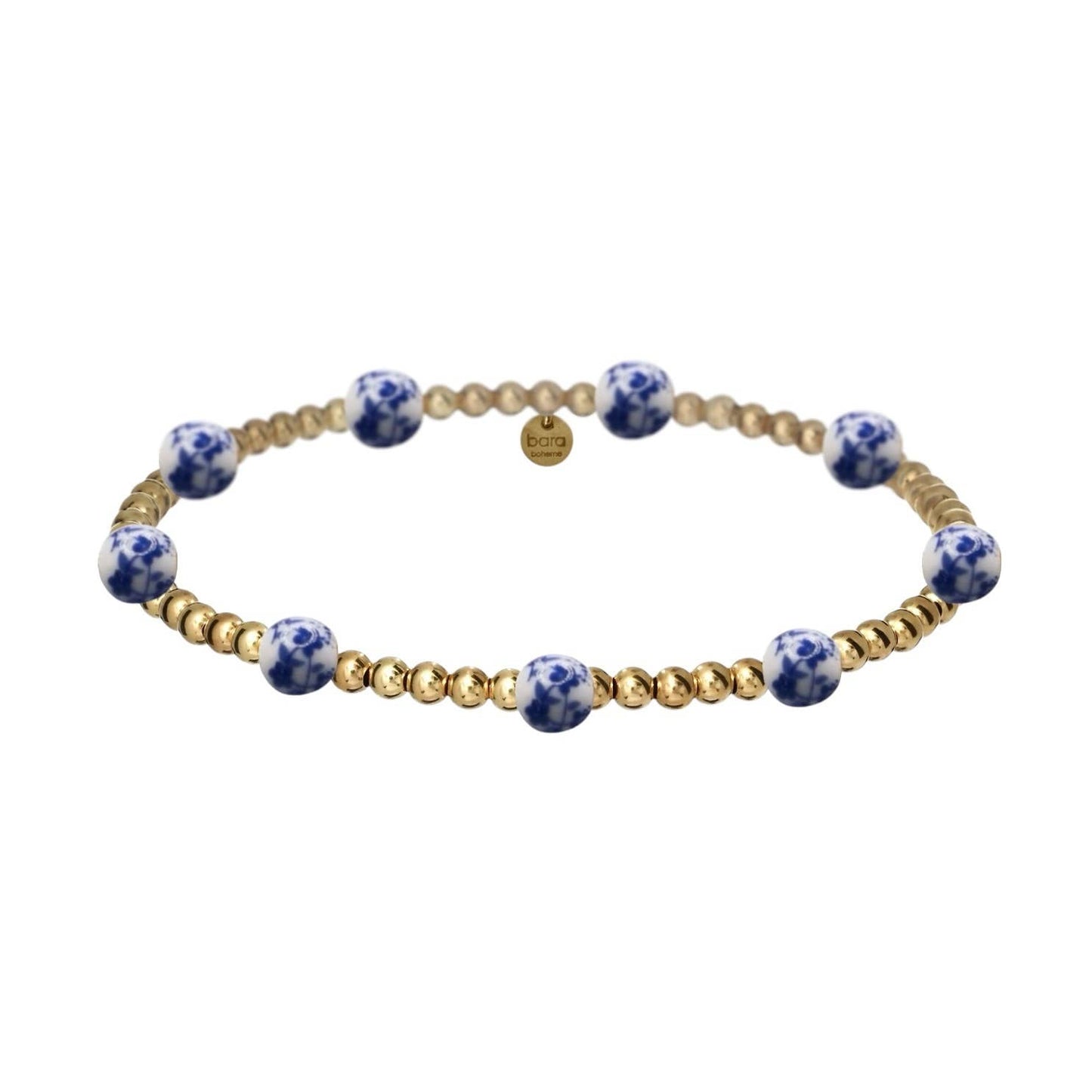 ORCHID | Blue Floral Porcelain & Gold-Filled beads Bracelet