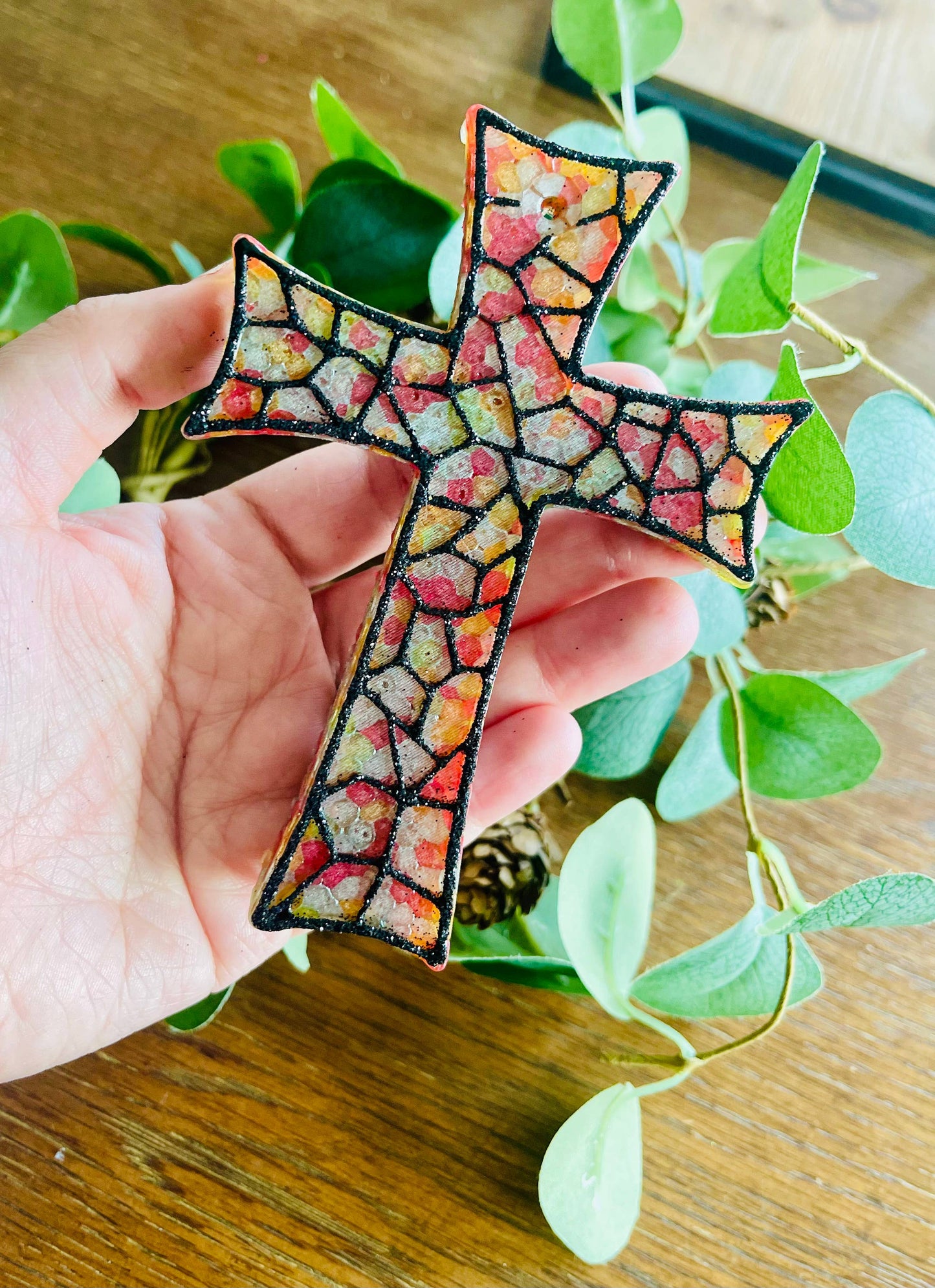 Stained Glass Cross Car Freshie 