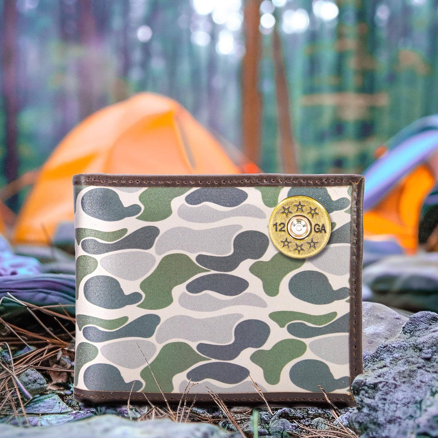 Shot Men's Bifold Old School Camo Leather Wallet.