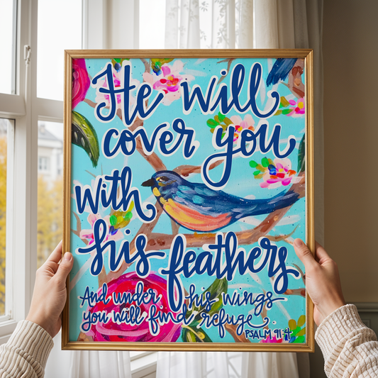 Scripture Art Print, Christian Art, Dopamine Decor, Trendy Colorful Wall Poster, Maximalist Home
