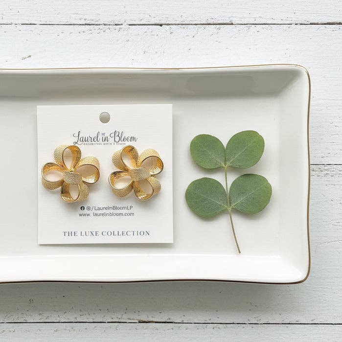 Genevieve Signature Gold Bow Earrings