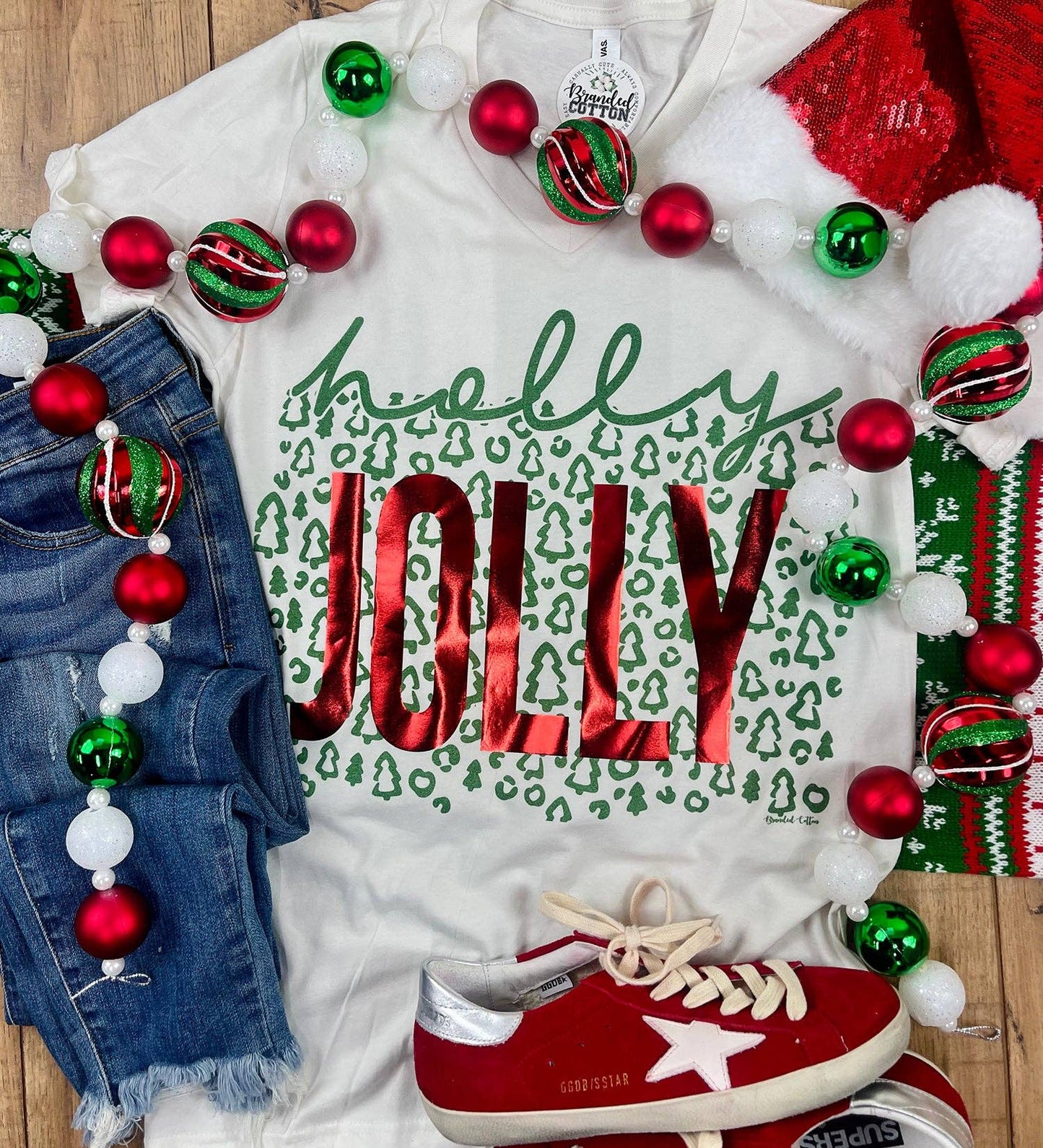 Leopard Metallic Holly Jolly Tee