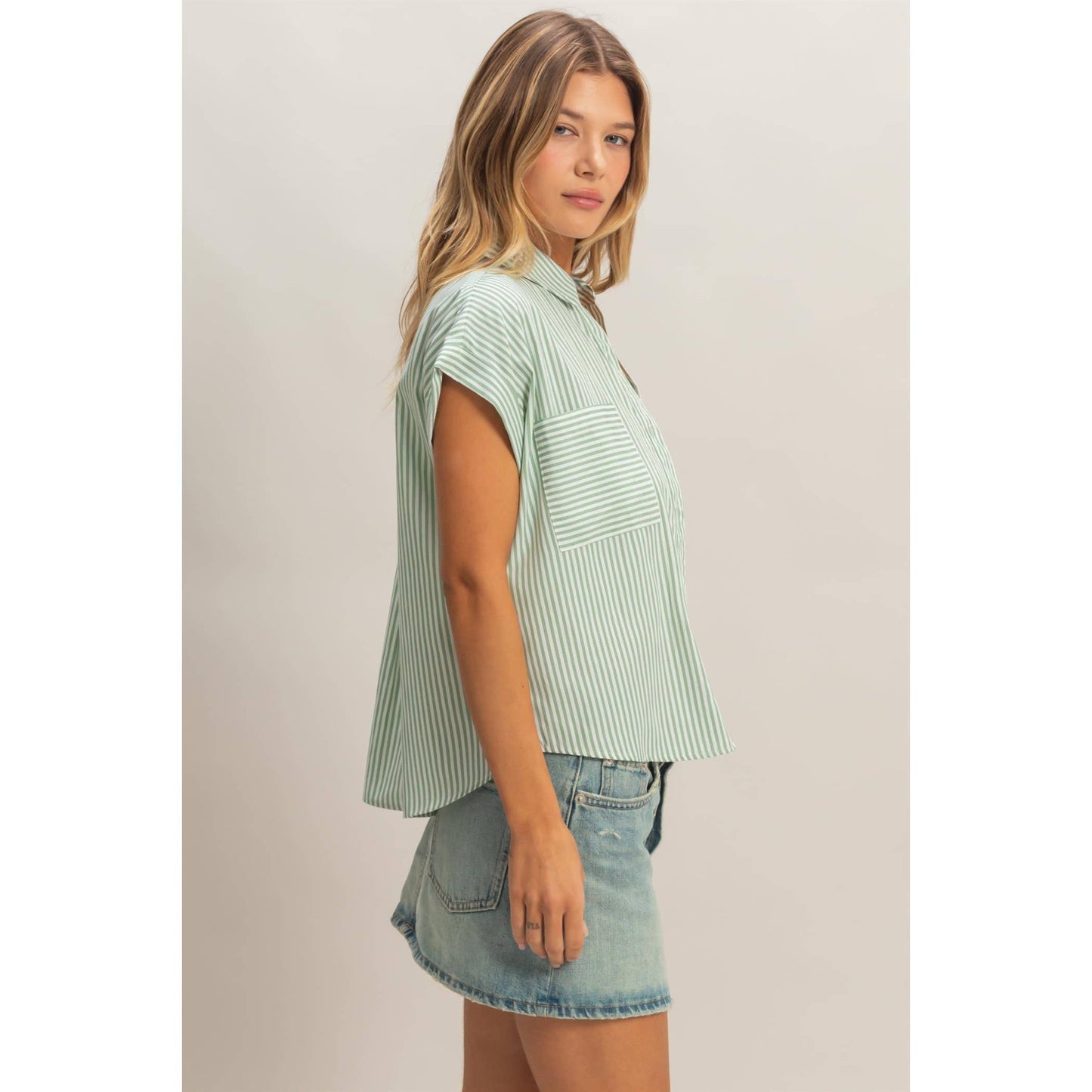 Button-Up Striped Shirt