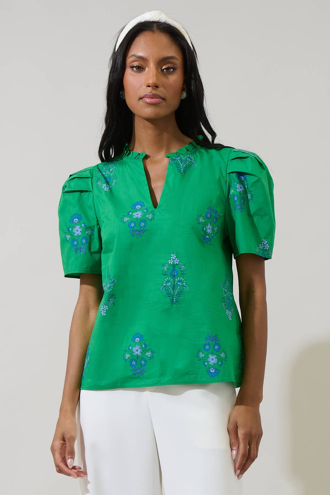 Halina Floral Gettie Ruffle Top