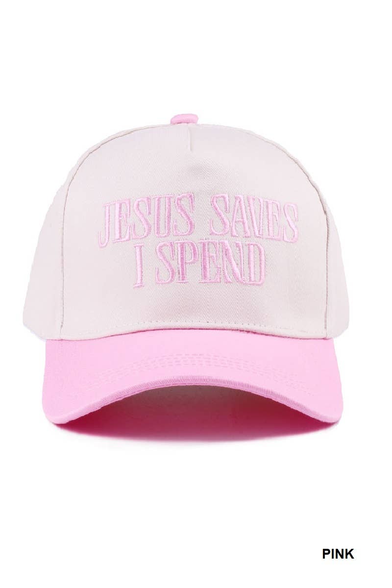 Jesus Saves I Spend Two Tone Canvas Cotton Cap