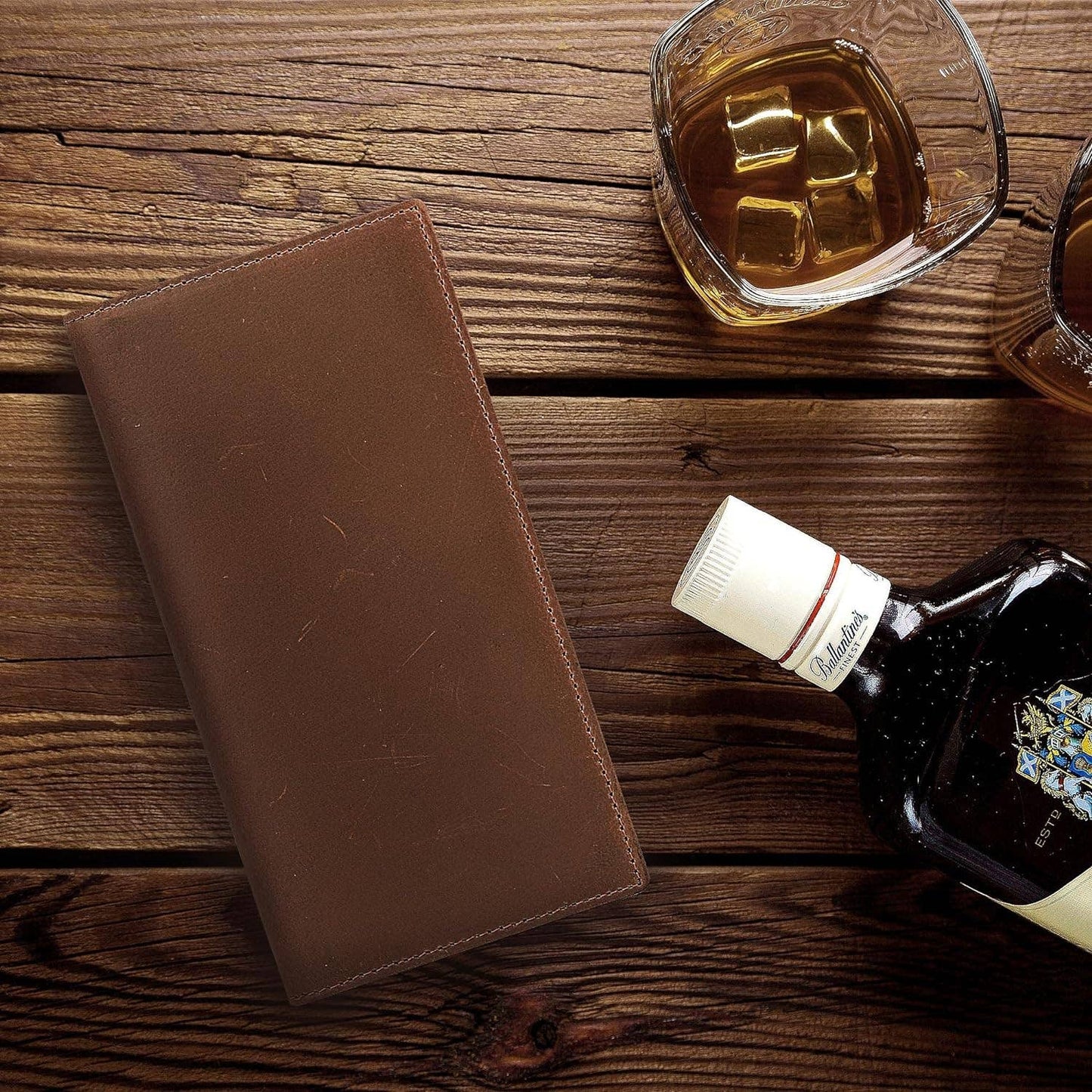 Genuine Leather Bifold Wallet Long Wallets for Men Women